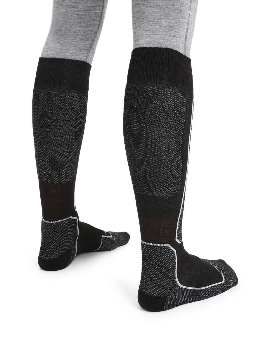 Men's Icebreaker Merino Ski+ Light Over the Calf Socks Black | CA 1933YXFU